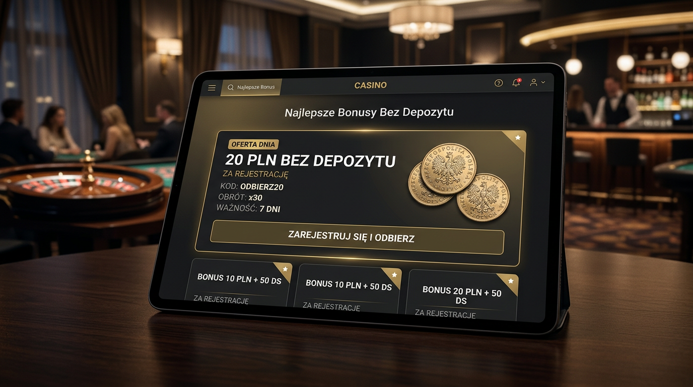 20 zł bez depozytu za rejestrację 2026 – Ranking Kasyn i Bonusy